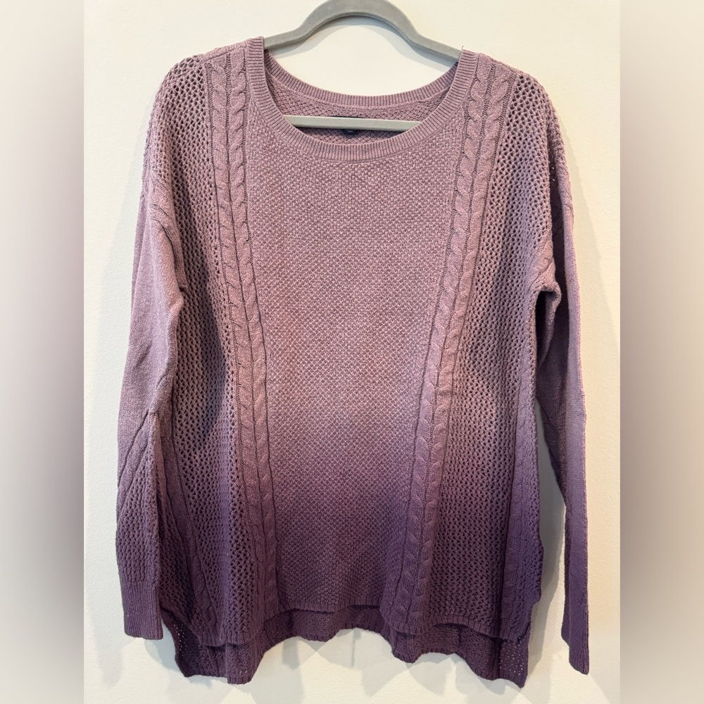 American Eagle Two-Tone Purple Cable Knit Women's Sweater